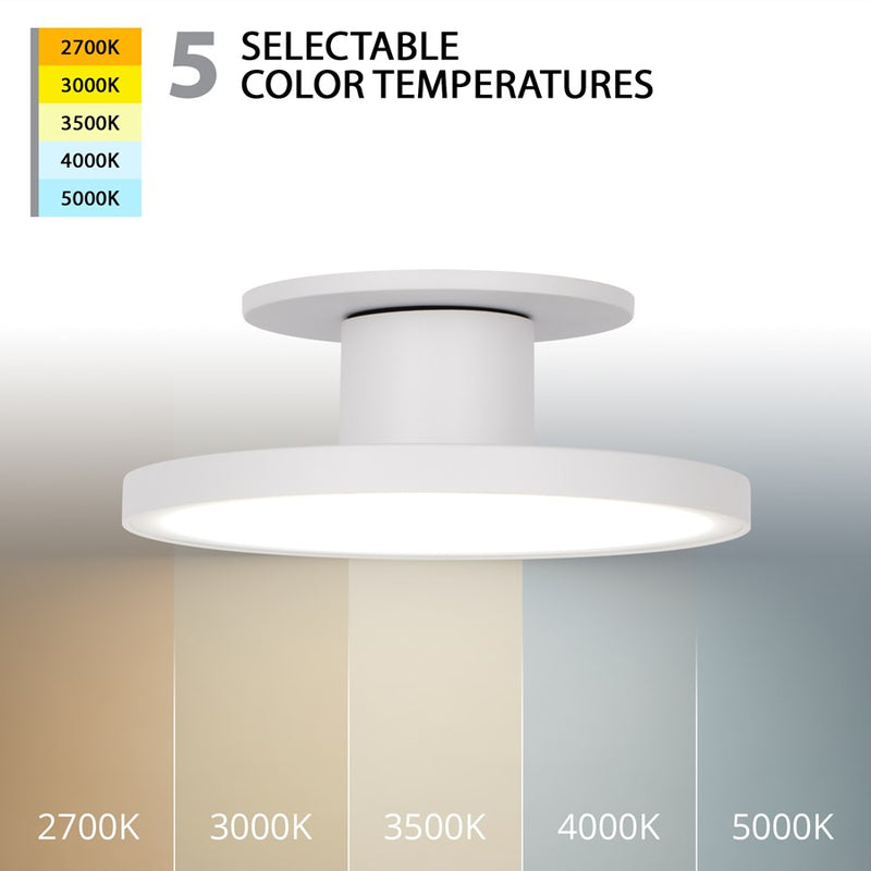 WAC Twist-N-Lite 1Lt 8" LED Semi-Flush Mount/5CCT, White/White