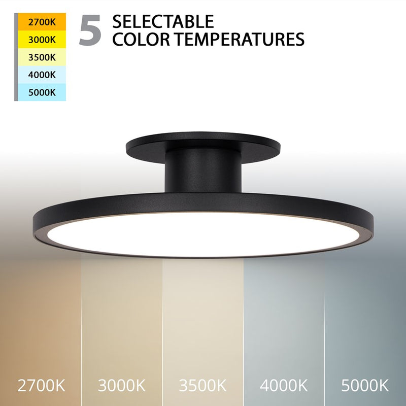 WAC Twist-N-Lite 1Lt 11" LED Semi-Flush Mount, Black/White