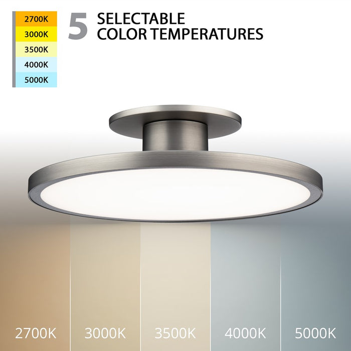 WAC Twist-N-Lite 1Lt 11" LED Semi-Flush Mount, Nickel/White