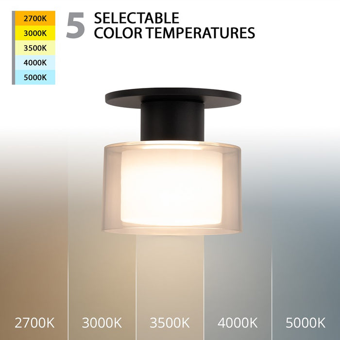 WAC Twist-N-Lite 1Lt LED Semi-Flush Mount, Black/Clear/White