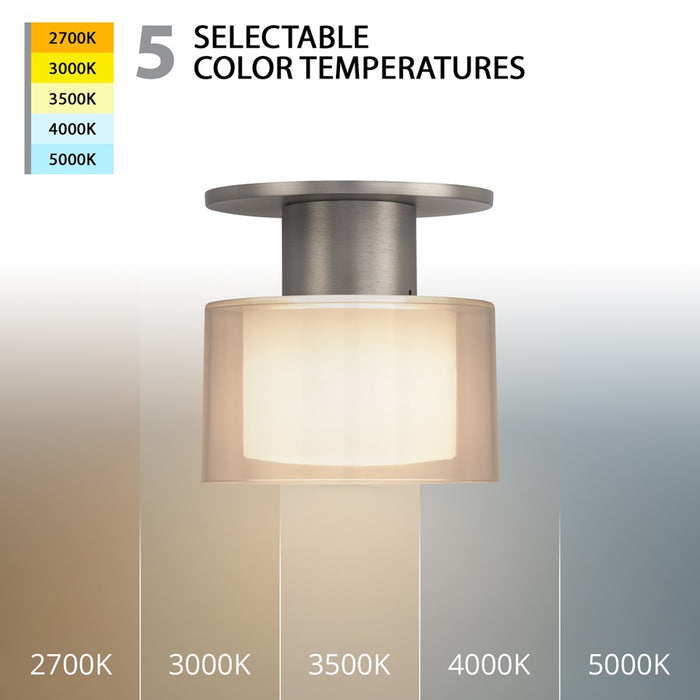 WAC Twist-N-Lite 1Lt LED Semi-Flush Mount, Nickel/Clear/White