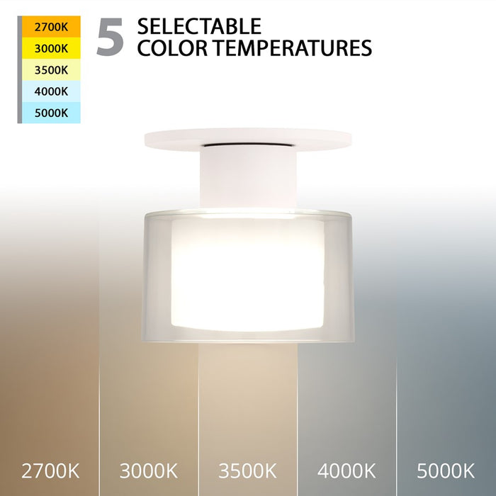 WAC Twist-N-Lite 1Lt LED Semi-Flush Mount, White/Clear/White