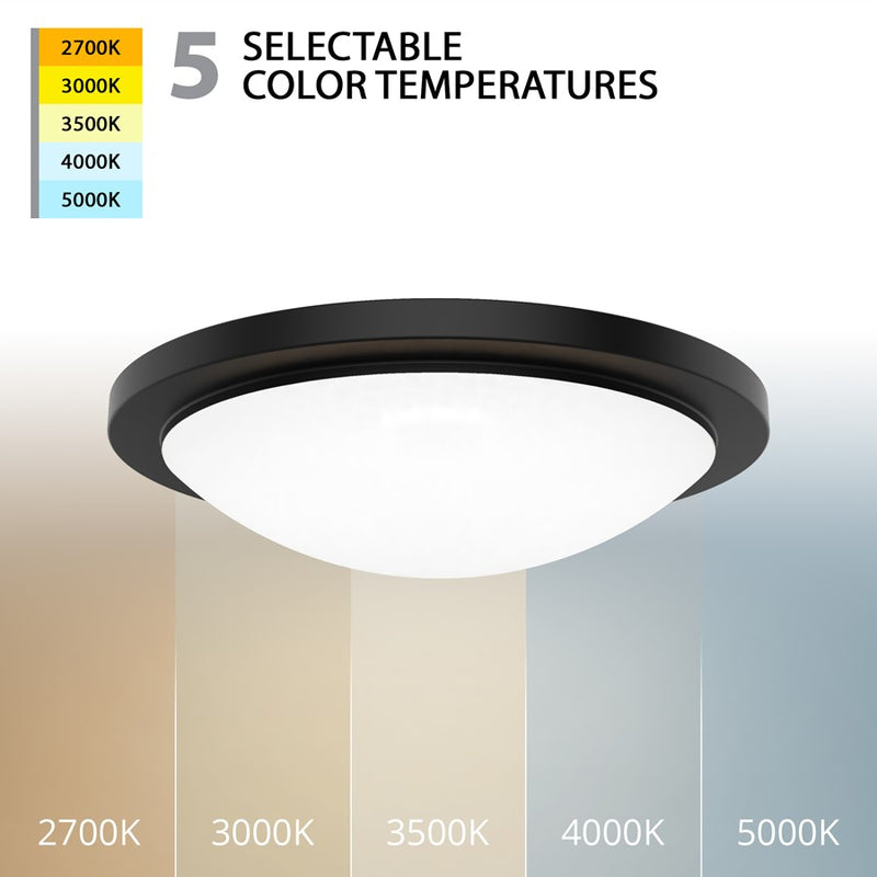 WAC Dew 1Lt LED Flush Mount/5CCT Selectable, Black/White