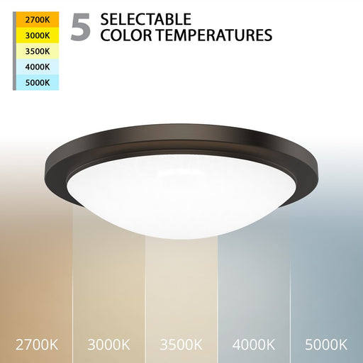WAC Dew 1Lt LED Flush Mount/5CCT Selectable, Bronze/White