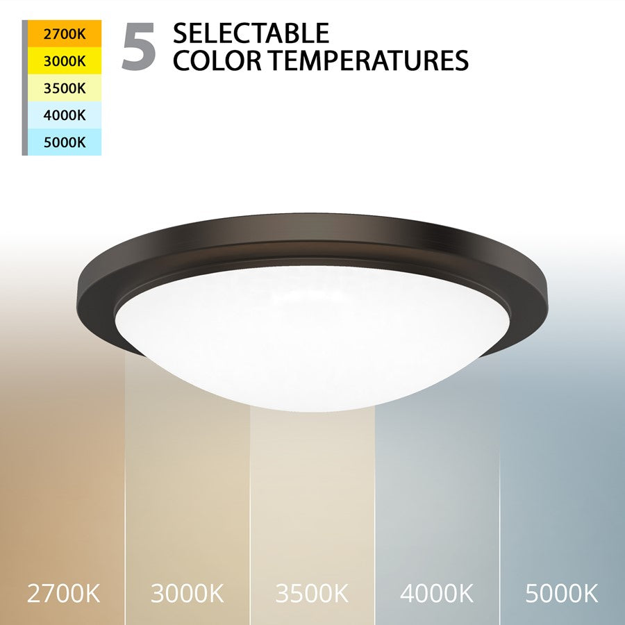 WAC Dew 1Lt LED Flush Mount/5CCT Selectable, Bronze/White