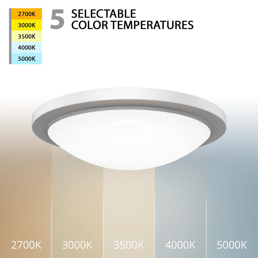 WAC Dew 1Lt LED Flush Mount/5CCT Selectable, White/White