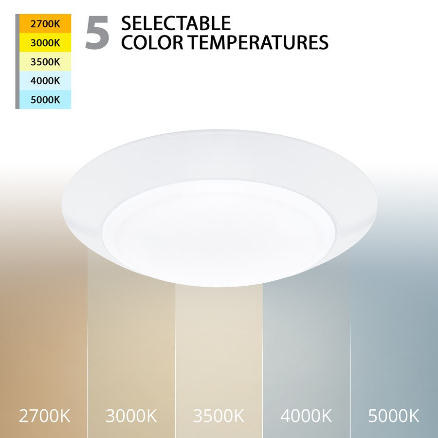 WAC Disc 1Lt LED Flush Mount/5CCT/Pack of 4, White/White - FM-306-9CS-WT-4