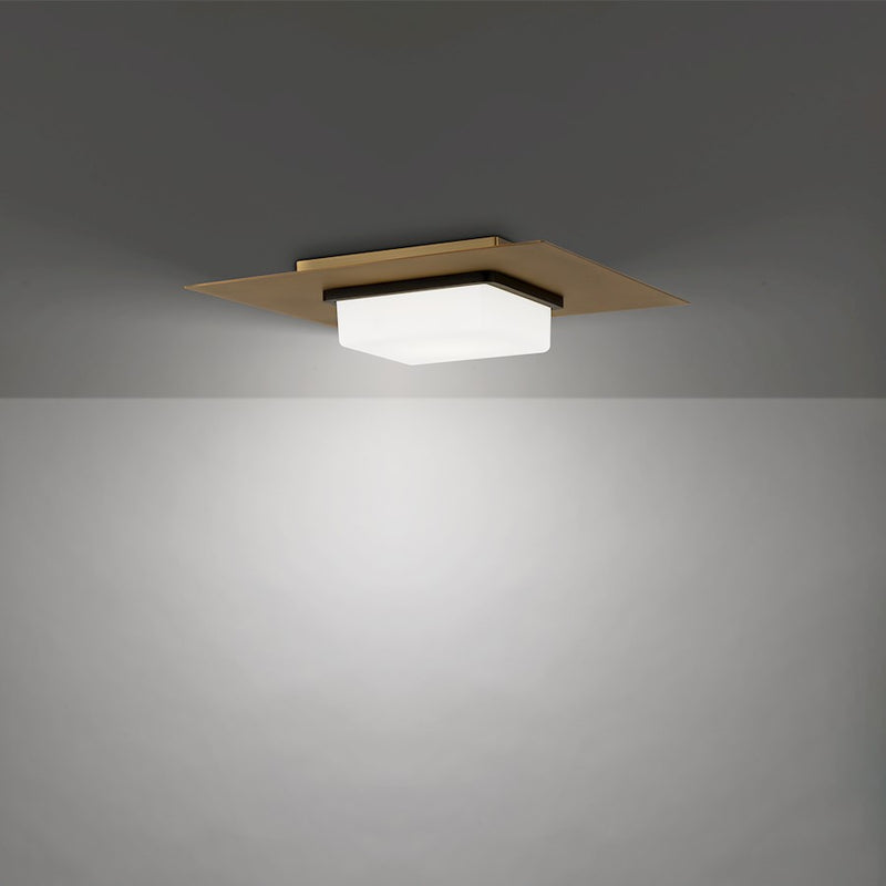 dweLED Double Decker 14" LED Flush Mount 2700K, Black Brass