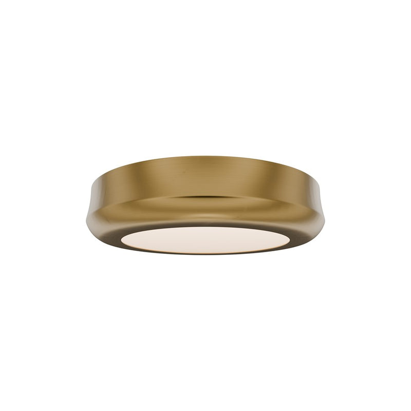 dweLED Parthenon 1 Light 5" Flush Mount/2700K, Aged Brass/White - FM-37505-27-AB