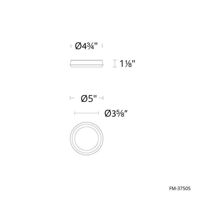 dweLED Parthenon 1 Light 5" Flush Mount/2700K, Black/White