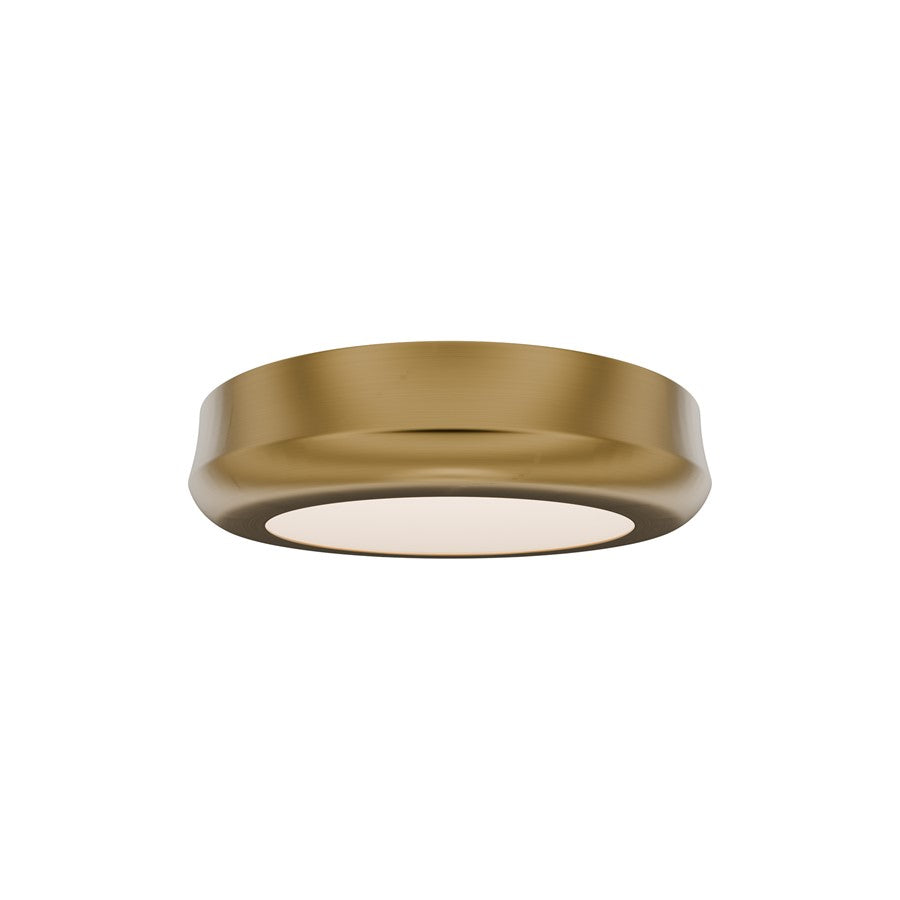 dweLED Parthenon 1 Light 5" Flush Mount/3000K, Aged Brass/White - FM-37505-30-AB