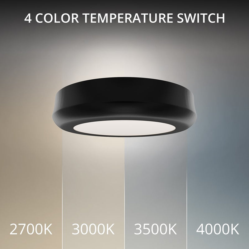 dweLED Parthenon 1 Light 5" Flush Mount/3500K, Black/White