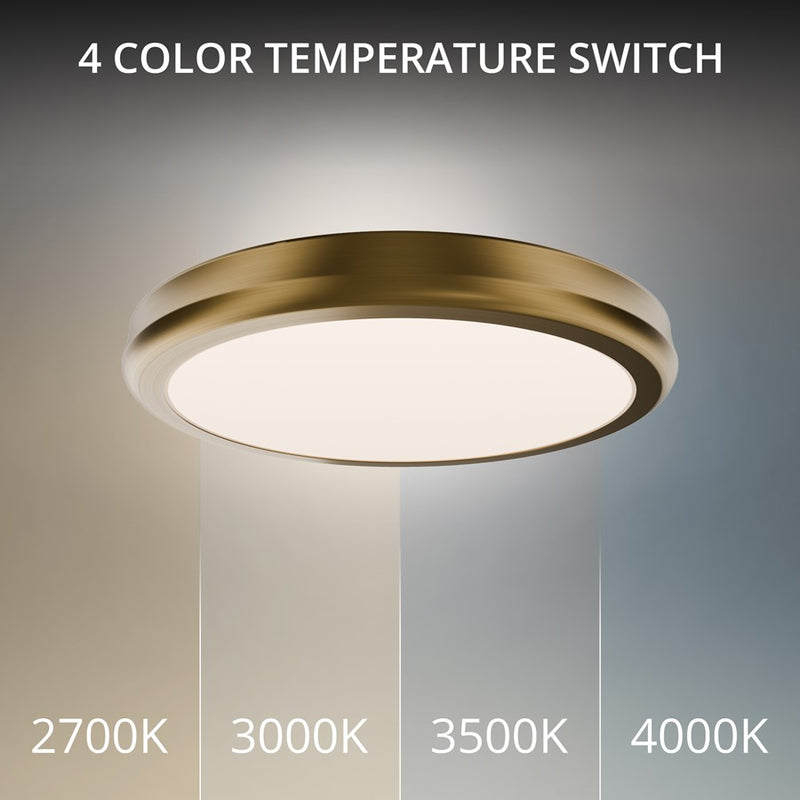 dweLED Parthenon 1Lt 10" Flush Mount/3500K, Brass/White