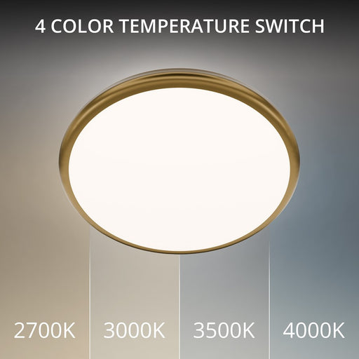 dweLED Parthenon 1Lt 15" Flush Mount/3500K, Brass/White