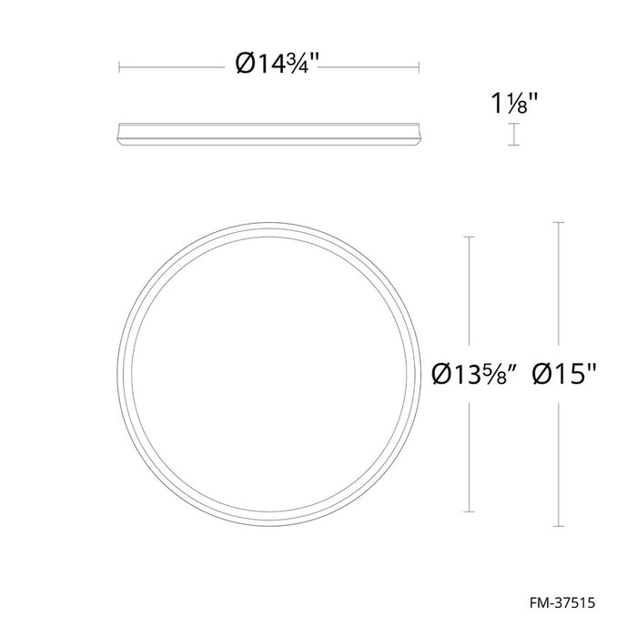 dweLED Parthenon 1 Light 15" Flush Mount/3500K, Black/White