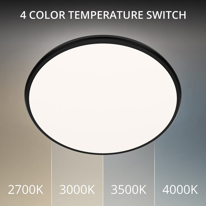 dweLED Parthenon 1 Light 22" Flush Mount/3500K, Black/White