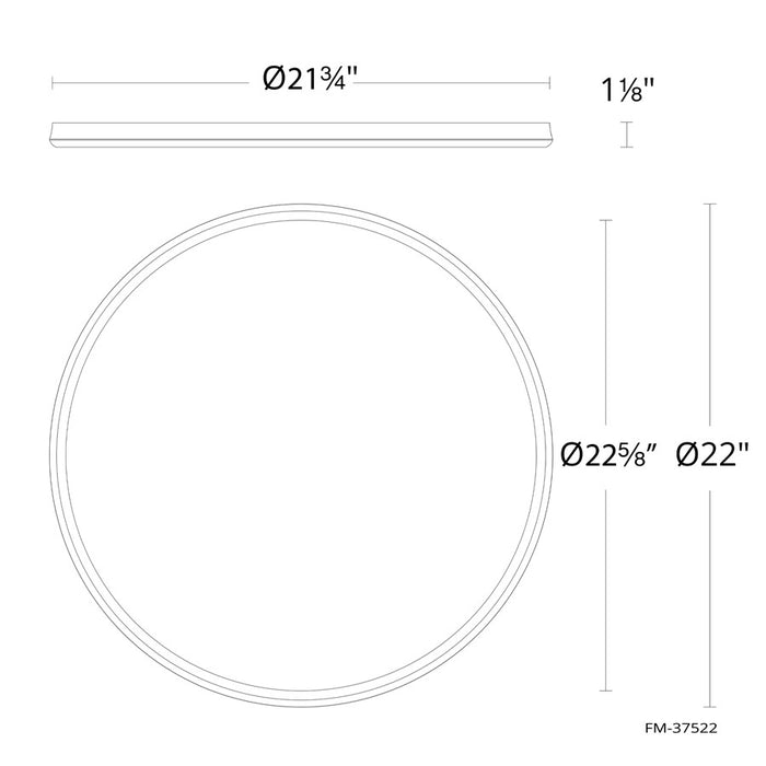 dweLED Parthenon 1Lt 22" Flush Mount/3500K, Nickel/White