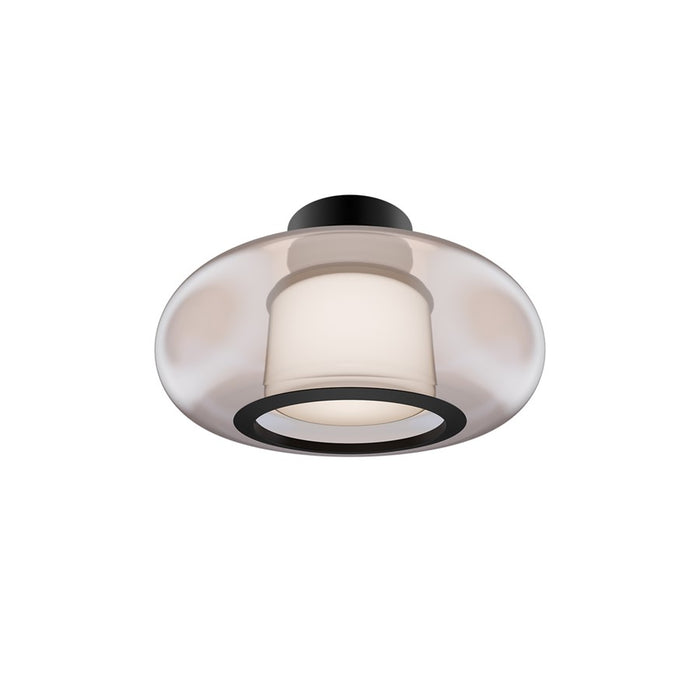 dweLED Doma 1 Light 14" Flush Mount/2700K, Black/Opaline - FM-48513-27-BK