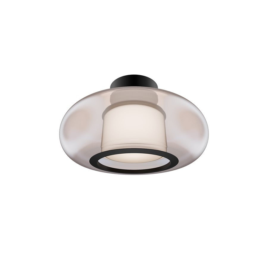 dweLED Doma 1 Light 14" Flush Mount/2700K, Black/Opaline - FM-48513-27-BK