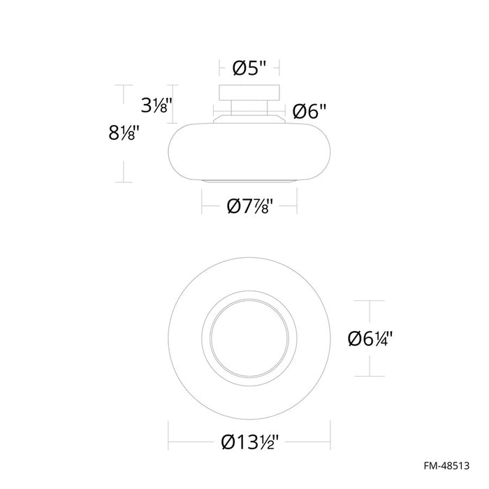 dweLED Doma 1 Light 14" Flush Mount/2700K, Black/Opaline