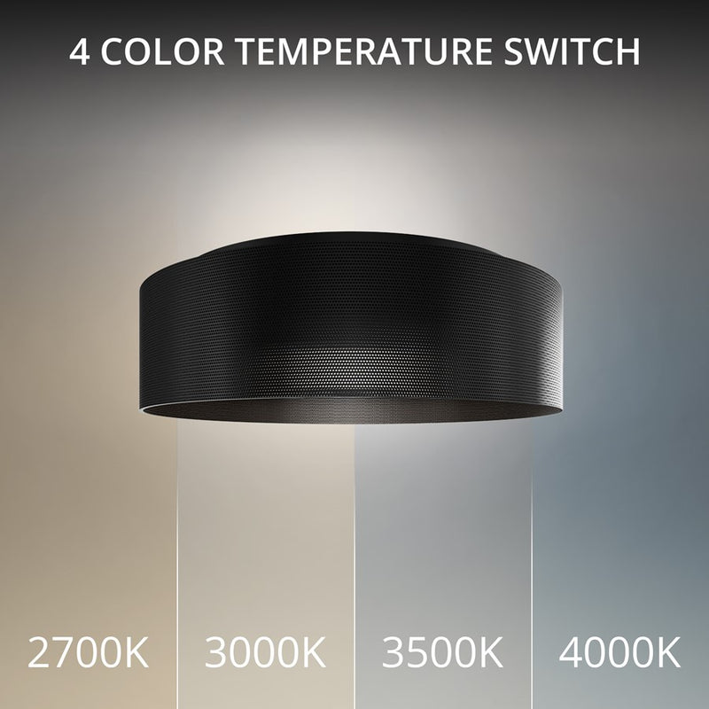 dweLED Grille 1 Light 12" Flush Mount/2700K, Black/Frosted