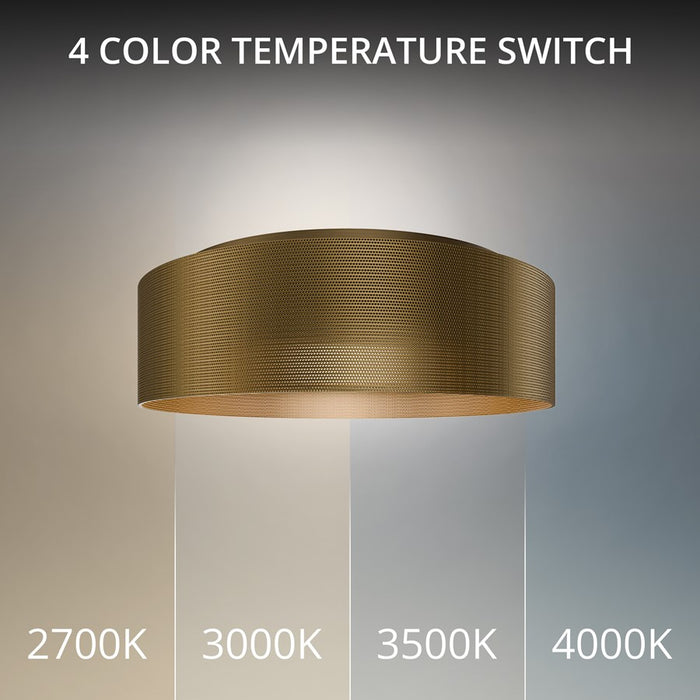 dweLED Grille 1 Light 12" Flush Mount/3000K, Aged Brass/Frosted