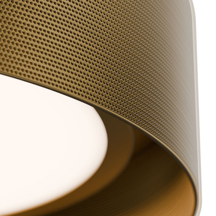 dweLED Grille 1 Light 12" Flush Mount/3500K, Aged Brass/Frosted