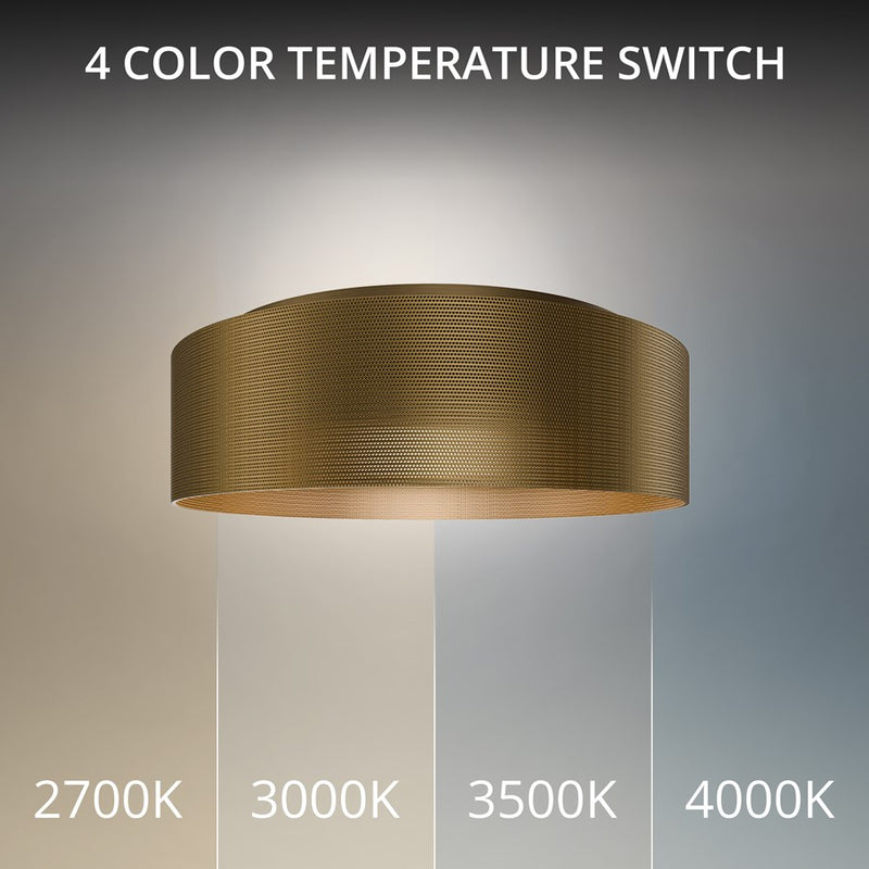 dweLED Grille 1 Light 12" Flush Mount/4000K, Aged Brass/Frosted