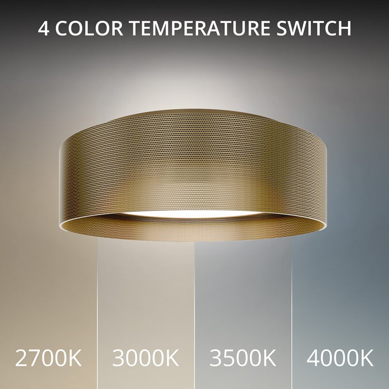 dweLED Grille 1 Light 18" Flush Mount/2700K, Aged Brass/Frosted