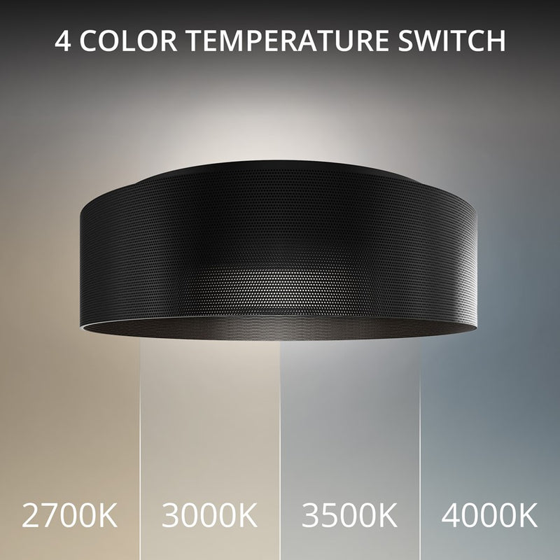 dweLED Grille 1 Light 18" Flush Mount/3500K, Black/Frosted