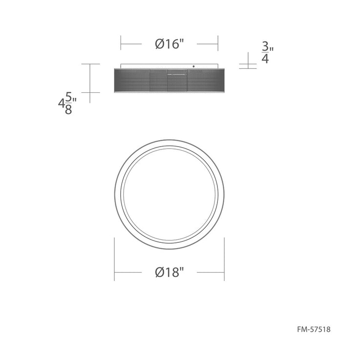 dweLED Grille 1 Light 18" Flush Mount/4000K, Black/Frosted