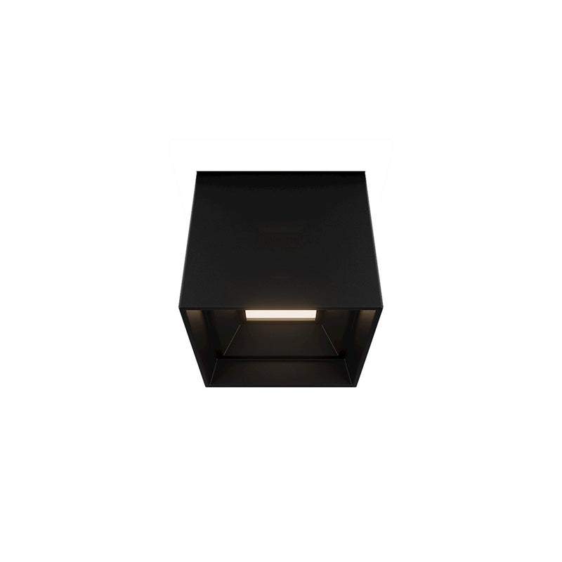 WAC Lighting Downtown 3in 1-Light Outdoor Flush Mount | Contemporary Black Aluminum and Clear Glass | Covered Porch & Patio | 3 x | Model FM-W47203-40-BK