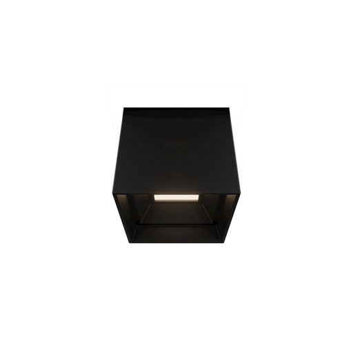 WAC Lighting Downtown 3in 1-Light Outdoor Flush Mount | Contemporary Black Aluminum and Clear Glass | Covered Porch & Patio | 3 x | Model FM-W47203-40-BK