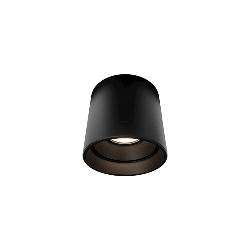 WAC Downtown 3.5in 1-Light Outdoor Flush Mount | Contemporary Black Aluminum and Clear Glass | Covered Porch & Patio | 3.5 x 3.5 in | Model FM-W47204-40-BK