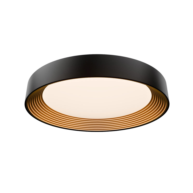WAC Lighting Gaston 26in 1-Light Flush Mount | Modern Black Gold Aluminum and Frosted Acrylic | Bedroom & Hallway Damp Rated | 4.4 | Model FM701626-BK-GO