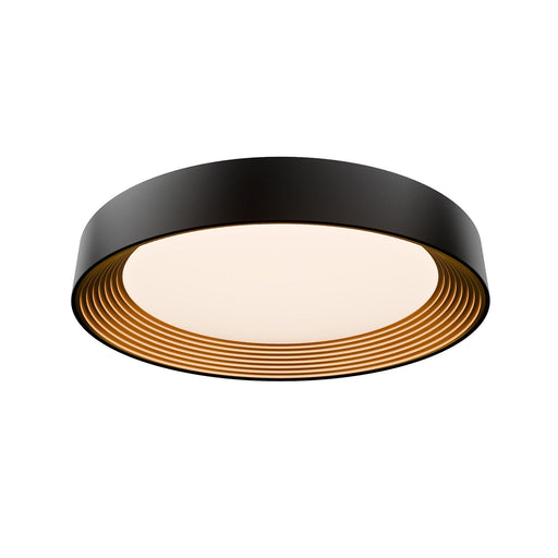 WAC Lighting Gaston 26in 1-Light Flush Mount | Modern Black Gold Aluminum and Frosted Acrylic | Bedroom & Hallway Damp Rated | 4.4 | Model FM701626-BK-GO