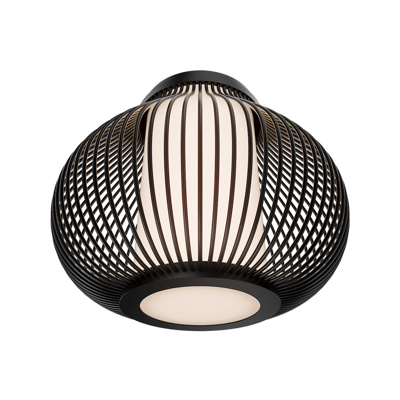 WAC Lighting Poppin 16in 1-Light Outdoor Flush Mount | Modern Black Aluminum and Frosted Acrylic | Covered Patio & Entryway | 13.25 x | Model FMW706616-BK
