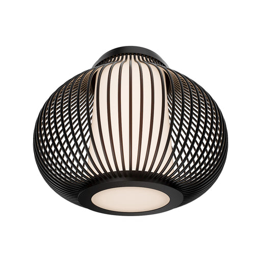 WAC Lighting Poppin 16in 1-Light Outdoor Flush Mount | Modern Black Aluminum and Frosted Acrylic | Covered Patio & Entryway | 13.25 x | Model FMW706616-BK