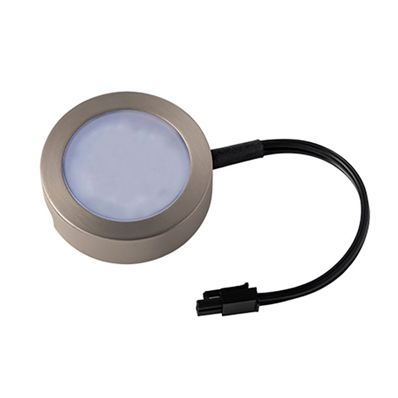 WAC Single 1Lt LED Puck Light/Single 6" Lead Wire, Nickel/White - HR-AC70-CS-BN