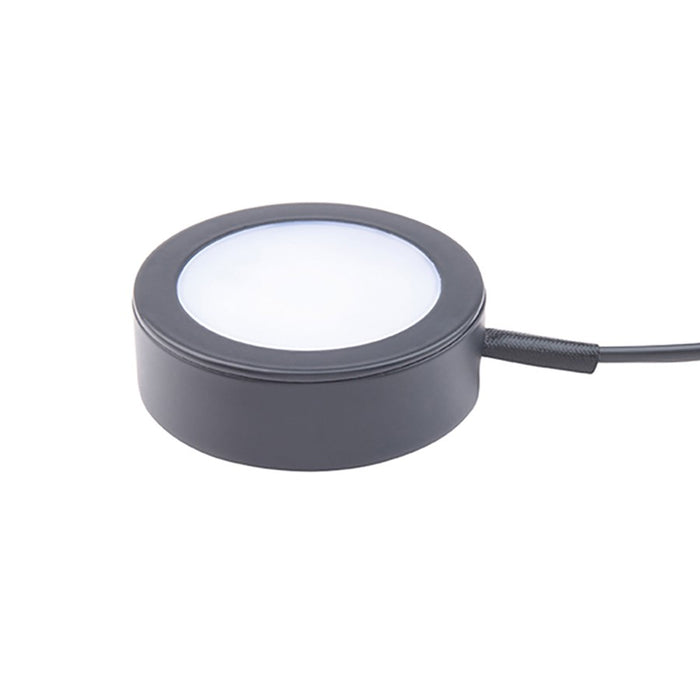 WAC Single 1Lt LED Puck Light/6" Wire/6' Cord/Switch, Black/WH - HR-AC71-CS-BK