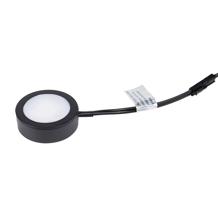 WAC Single 1Lt LED Puck Light/6" Wire/6' Cord/Switch, Black/WH
