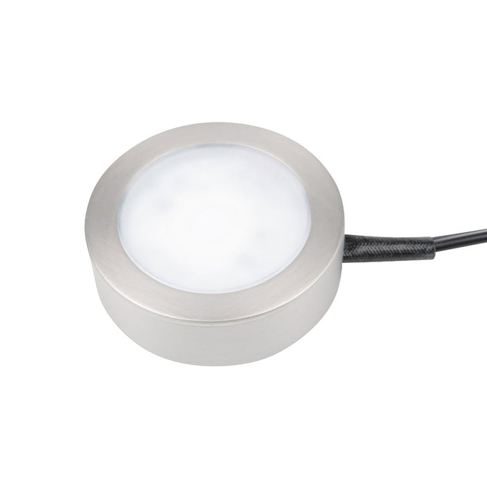 WAC 1Lt LED Puck Light/6" Wire/6' Cord/Switch, Nickel/White