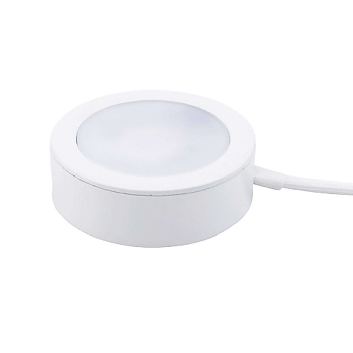 WAC Single 1Lt LED Puck Light/6" Wire/6' Cord/Switch, WH/WH - HR-AC71-CS-WT