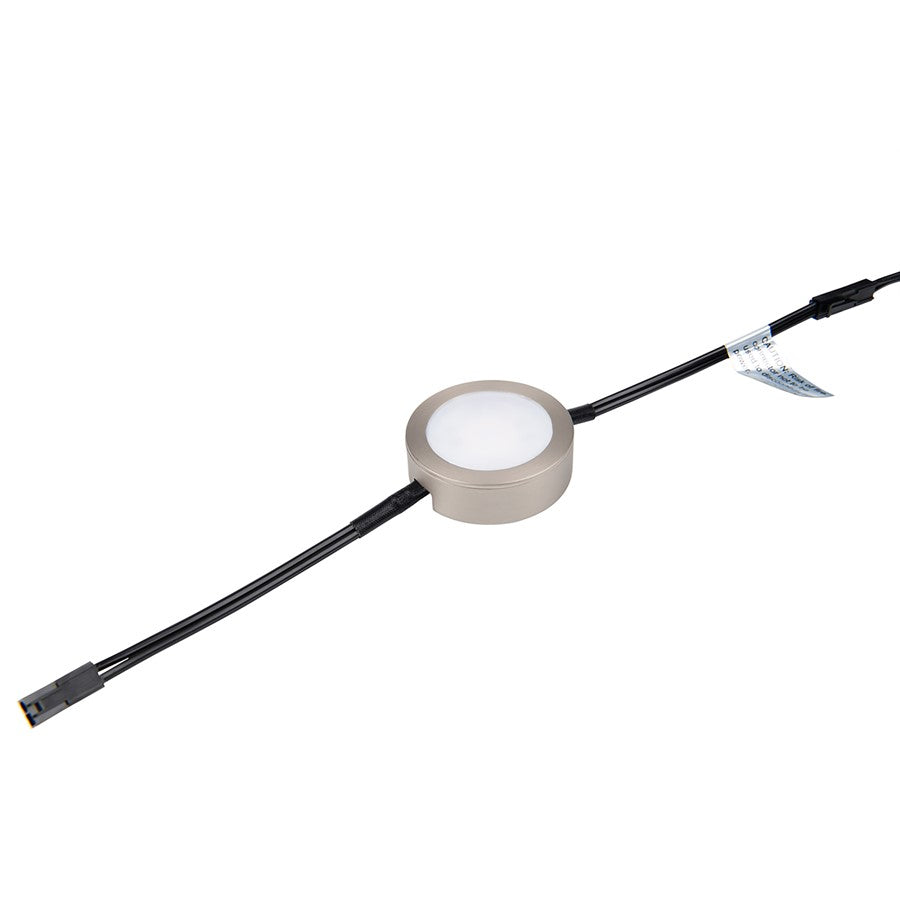 WAC Single 1Lt LED Puck Light/Double 6" Lead Wire, Nickel/White - HR-AC72-CS-BN