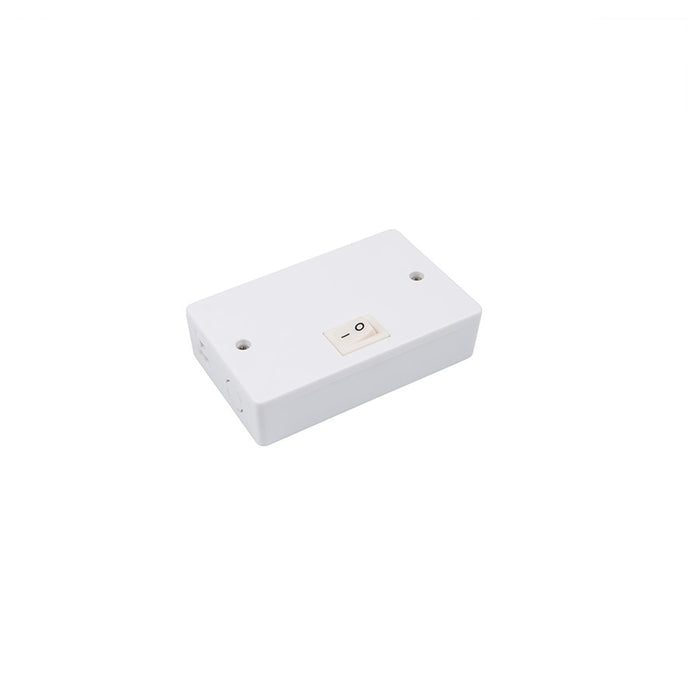 WAC Hardwired Box/On/Off Switch/Line Voltage Puck Light, White - HR-HWB-WT