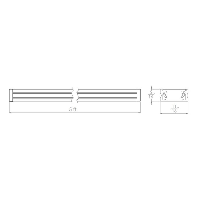 WAC Lighting 5' LED Tape Light/White Diffuser/2End Caps, Aluminum
