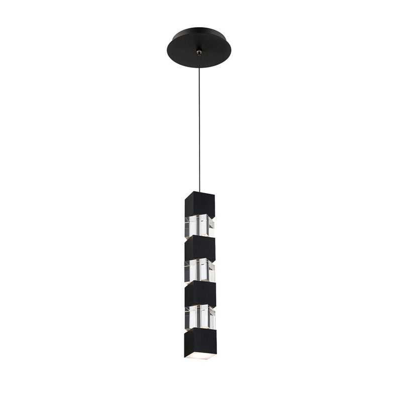 dweLED Super Star 1 Light 2" Mini-Pendant/3500K, Black/Clear - PD-15514-35-BK