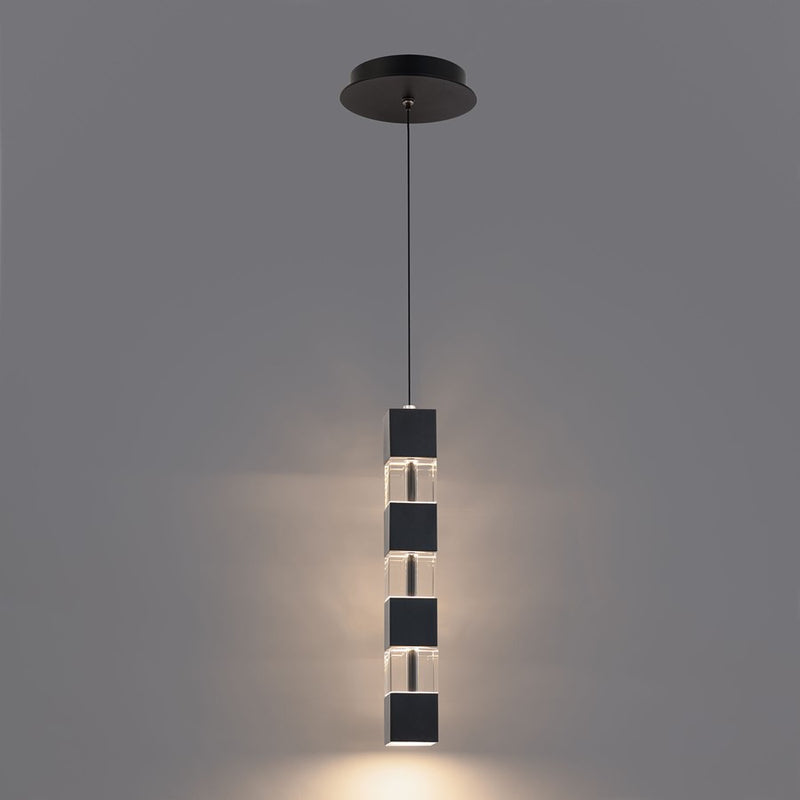 dweLED Super Star 1 Light 2" Mini-Pendant/3500K, Black/Clear