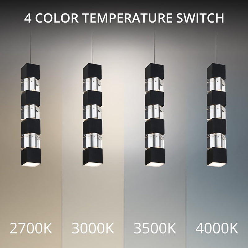 dweLED Super Star 1 Light 2" Mini-Pendant/3500K, Black/Clear