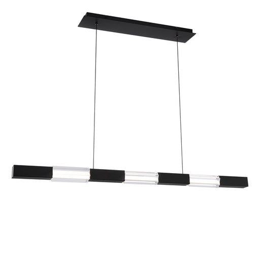 WAC Lighting Super Star 47in 3-Light Linear Pendant | Contemporary Black Aluminum and Clear K5 Crystal | Kitchen Island & Dining Room | Model PD-15547-BK